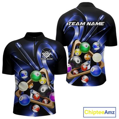 Custom Ball Pool Shirts Blue Billiard Shirt for Men Billiard Team Jersey Billiard League NNT180
