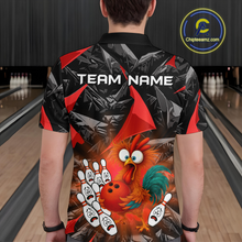 Load image into Gallery viewer, Custom Red Funny Chicken Bowling Jersey for Men Bowling Team Shirts  Polo &amp; 1/4 Zip HNT138