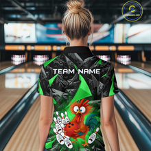 Load image into Gallery viewer, Custom Green Funny Chicken Bowling Jersey for Women Bowling Team Shirts Polo &amp; 1/4 Zip HNT138