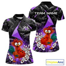 Load image into Gallery viewer, Custom Purple Funny Chicken Bowling Jersey for Women Bowling Team Shirts Polo &amp; 1/4 Zip HNT138