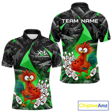 Load image into Gallery viewer, Custom Green Funny Chicken Bowling Jersey for Men Bowling Team Shirts  Polo &amp; 1/4 Zip HNT138