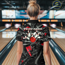Load image into Gallery viewer, Custom Red Cobra Snake Bowling Jersey for Women Bowling Team Shirts Polo &amp; 1/4 Zip HNT137