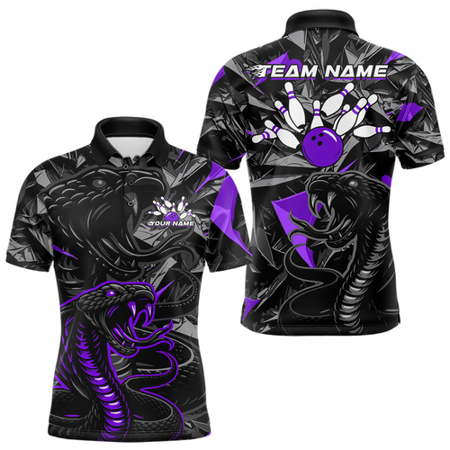 Custom Purple Cobra Snake Bowling Jersey for Men Bowling Team Shirts Bowling Uniform Polo & 1/4 Zip HNT137
