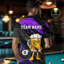Load image into Gallery viewer, Custom Funny Purple Beer 8 Ball Pool Men Billiard Polo &amp; 1/4 Zip, Billiard Shirt, Billiard Team Jerseys NNT146