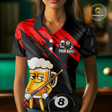 Load image into Gallery viewer, Custom Funny Red Beer 8 Ball Pool Women Billiard Polo &amp; 1/4 Zip, Billiard Shirt, Billiard Team Jerseys NNT146