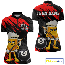 Load image into Gallery viewer, Custom Funny Red Beer 8 Ball Pool Women Billiard Polo &amp; 1/4 Zip, Billiard Shirt, Billiard Team Jerseys NNT146