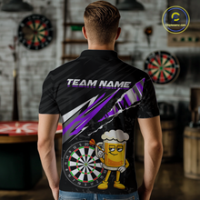 Load image into Gallery viewer, Custom Purple Funny Beer Dart Shirts for Men Darts Team Jerseys Dart Tournament Polo &amp; 1/4 Zip NNT139