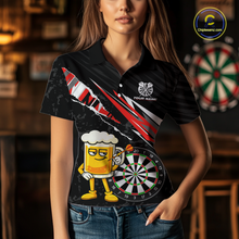 Load image into Gallery viewer, Custom Red Funny Beer Dart Shirts for Women Darts Team Jerseys Dart Tournament Polo &amp; 1/4 Zip NNT139