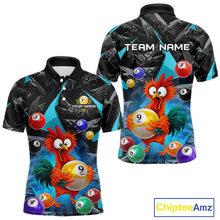 Load image into Gallery viewer, Custom Funny Turquoise Chicken 9 Ball Pool Billiard Shirt for Men Polo &amp; 1/4 Zip, Billiard Team Jerseys NNT157