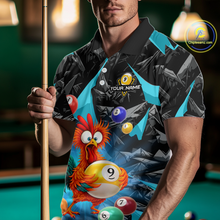 Load image into Gallery viewer, Custom Funny Turquoise Chicken 9 Ball Pool Billiard Shirt for Men Polo &amp; 1/4 Zip, Billiard Team Jerseys NNT157