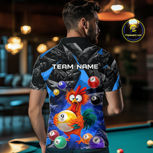 Load image into Gallery viewer, Custom Funny Blue Chicken 9 Ball Pool Billiard Shirt for Men Polo &amp; 1/4 Zip, Billiard Team Jerseys NNT157