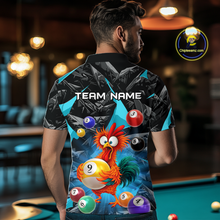 Load image into Gallery viewer, Custom Funny Turquoise Chicken 9 Ball Pool Billiard Shirt for Men Polo &amp; 1/4 Zip, Billiard Team Jerseys NNT157