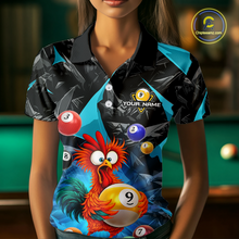 Load image into Gallery viewer, Custom Funny Turquoise Chicken 9 Ball Pool Billiard Shirt for Women Polo &amp; 1/4 Zip, Billiard Team Jerseys NNT157