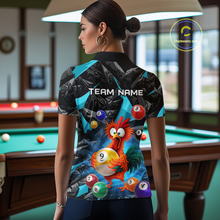 Load image into Gallery viewer, Custom Funny Turquoise Chicken 9 Ball Pool Billiard Shirt for Women Polo &amp; 1/4 Zip, Billiard Team Jerseys NNT157