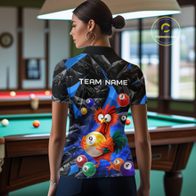 Load image into Gallery viewer, Custom Funny Blue Chicken 9 Ball Pool Billiard Shirt for Women Polo &amp; 1/4 Zip, Billiard Team Jerseys NNT157
