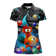 Load image into Gallery viewer, Custom Funny Turquoise Chicken 9 Ball Pool Billiard Shirt for Women Polo &amp; 1/4 Zip, Billiard Team Jerseys NNT157