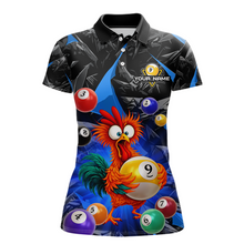 Load image into Gallery viewer, Custom Funny Blue Chicken 9 Ball Pool Billiard Shirt for Women Polo &amp; 1/4 Zip, Billiard Team Jerseys NNT157
