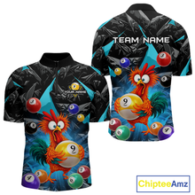 Load image into Gallery viewer, Custom Funny Turquoise Chicken 9 Ball Pool Billiard Shirt for Men Polo &amp; 1/4 Zip, Billiard Team Jerseys NNT157