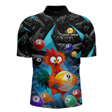 Load image into Gallery viewer, Custom Funny Turquoise Chicken 9 Ball Pool Billiard Shirt for Men Polo &amp; 1/4 Zip, Billiard Team Jerseys NNT157