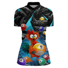 Load image into Gallery viewer, Custom Funny Turquoise Chicken 9 Ball Pool Billiard Shirt for Women Polo &amp; 1/4 Zip, Billiard Team Jerseys NNT157