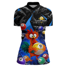 Load image into Gallery viewer, Custom Funny Blue Chicken 9 Ball Pool Billiard Shirt for Women Polo &amp; 1/4 Zip, Billiard Team Jerseys NNT157