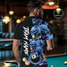 Load image into Gallery viewer, Custom Blue Flame Skull 8 Ball Pool Billiard Shirt for Men Polo &amp; 1/4 Zip, Billiard Team Jerseys NNT160