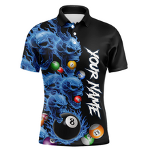 Load image into Gallery viewer, Custom Blue Flame Skull 8 Ball Pool Billiard Shirt for Men Polo &amp; 1/4 Zip, Billiard Team Jerseys NNT160