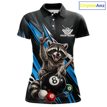 Load image into Gallery viewer, Custom Blue Funny Raccoon 8 Ball Billiard Shirt for Women Billiard Team Jersey Billiard League NNT191