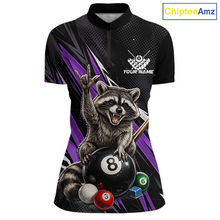 Load image into Gallery viewer, Custom Purple Funny Raccoon 8 Ball Billiard Shirt for Women Billiard Team Jersey Billiard League NNT191