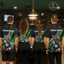 Load image into Gallery viewer, Custom Green Funny Raccoon 8 Ball Billiard Shirt for Women Billiard Team Jersey Billiard League NNT191