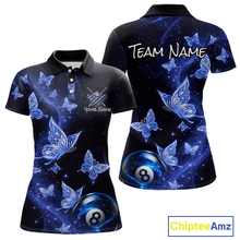 Load image into Gallery viewer, Custom Blue Butterfly Galaxy 8 Ball Billiard Shirt for Women Billiard Team Jersey Billiard League NNT192
