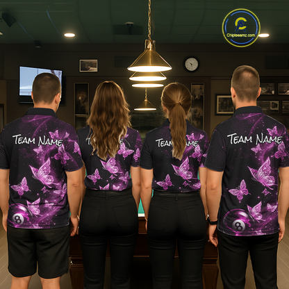 Custom Pink Butterfly Galaxy 8 Ball Billiard Shirt for Women Billiard Team Jersey Billiard League NNT192