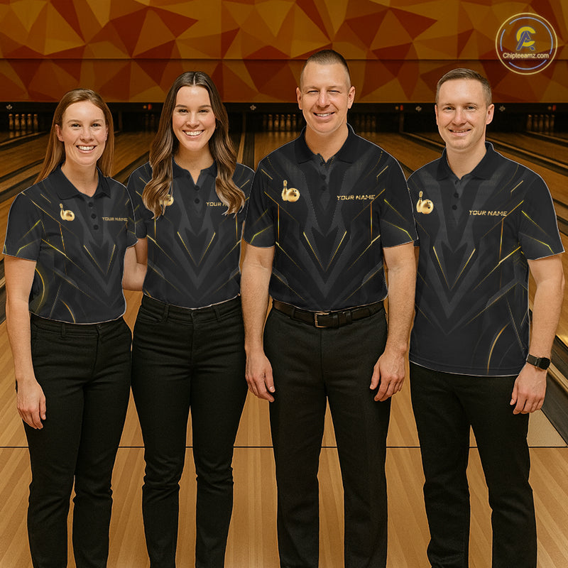 Custom Gold Bowling Jersey for Women Bowling Team Shirts Bowling League Polo & 1/4 Zip HNT504