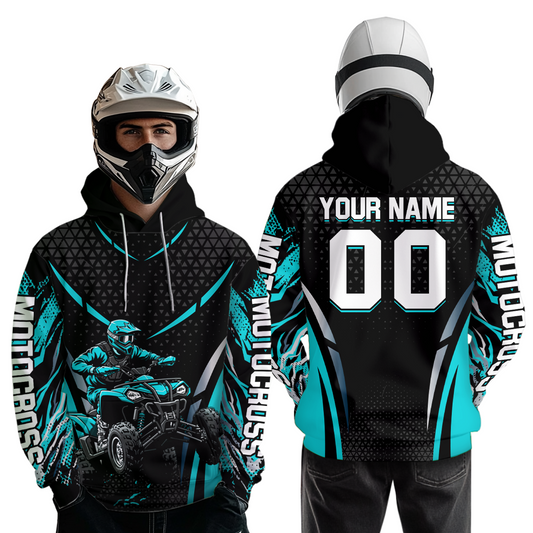 Personalized Turquoise ATV Motocross Hoodie Jersey Off-Road Hoodie Shirt for Kid Men Women HOT41