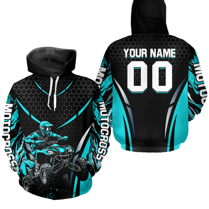 Personalized Turquoise ATV Motocross Hoodie Jersey Off-Road Hoodie Shirt for Kid Men Women HOT41