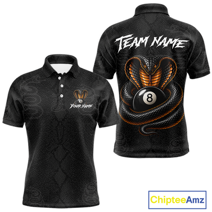 Custom Black Cobra Snake 8 Ball Billiard Shirt for Men Billiard Team Jersey Billiard League NNT188