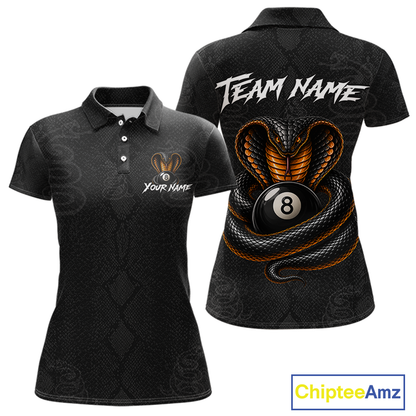Custom Black Cobra Snake 8 Ball Billiard Shirt for Women Billiard Team Jersey Billiard League NNT188