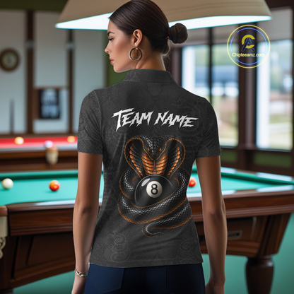Custom Black Cobra Snake 8 Ball Billiard Shirt for Women Billiard Team Jersey Billiard League NNT188