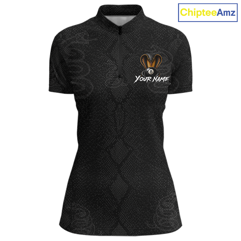 Custom Black Cobra Snake 8 Ball Billiard Shirt for Women Billiard Team Jersey Billiard League NNT188