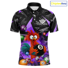 Load image into Gallery viewer, Custom Purple Funny Chicken 8 Ball &amp; 9 Ball Billiard Shirt for Men Billiard Team Jerseys NNT190