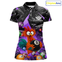 Load image into Gallery viewer, Custom Purple Funny Chicken 8 Ball &amp; 9 Ball Billiard Shirt for Women Billiard Team Jerseys NNT190