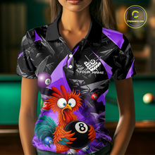 Load image into Gallery viewer, Custom Purple Funny Chicken 8 Ball &amp; 9 Ball Billiard Shirt for Women Billiard Team Jerseys NNT190