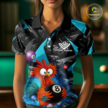 Load image into Gallery viewer, Custom Turquoise Funny Chicken 8 Ball &amp; 9 Ball Billiard Shirt for Women Billiard Team Jerseys NNT190