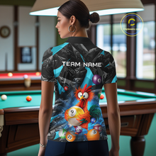 Load image into Gallery viewer, Custom Turquoise Funny Chicken 8 Ball &amp; 9 Ball Billiard Shirt for Women Billiard Team Jerseys NNT190