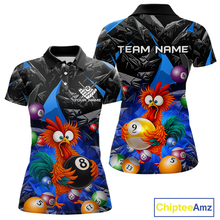 Load image into Gallery viewer, Custom Blue Funny Chicken 8 Ball &amp; 9 Ball Billiard Shirt for Women Billiard Team Jerseys NNT190