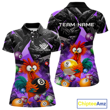 Load image into Gallery viewer, Custom Purple Funny Chicken 8 Ball &amp; 9 Ball Billiard Shirt for Women Billiard Team Jerseys NNT190