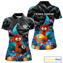 Load image into Gallery viewer, Custom Turquoise Funny Chicken 8 Ball &amp; 9 Ball Billiard Shirt for Women Billiard Team Jerseys NNT190