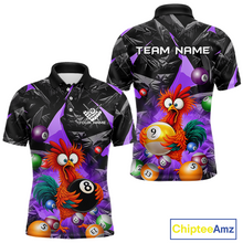 Load image into Gallery viewer, Custom Purple Funny Chicken 8 Ball &amp; 9 Ball Billiard Shirt for Men Billiard Team Jerseys NNT190