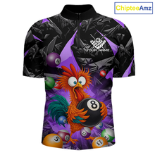 Load image into Gallery viewer, Custom Purple Funny Chicken 8 Ball &amp; 9 Ball Billiard Shirt for Men Billiard Team Jerseys NNT190