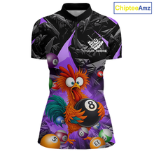 Load image into Gallery viewer, Custom Purple Funny Chicken 8 Ball &amp; 9 Ball Billiard Shirt for Women Billiard Team Jerseys NNT190